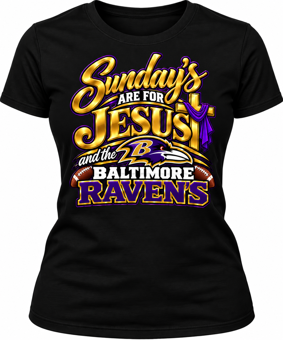 Sunday's are for Jesus and Baltimore Ravens Tee