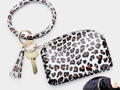 Leopard Tassel Faux Leather Key Chain / Bracelet / Pouch Bag