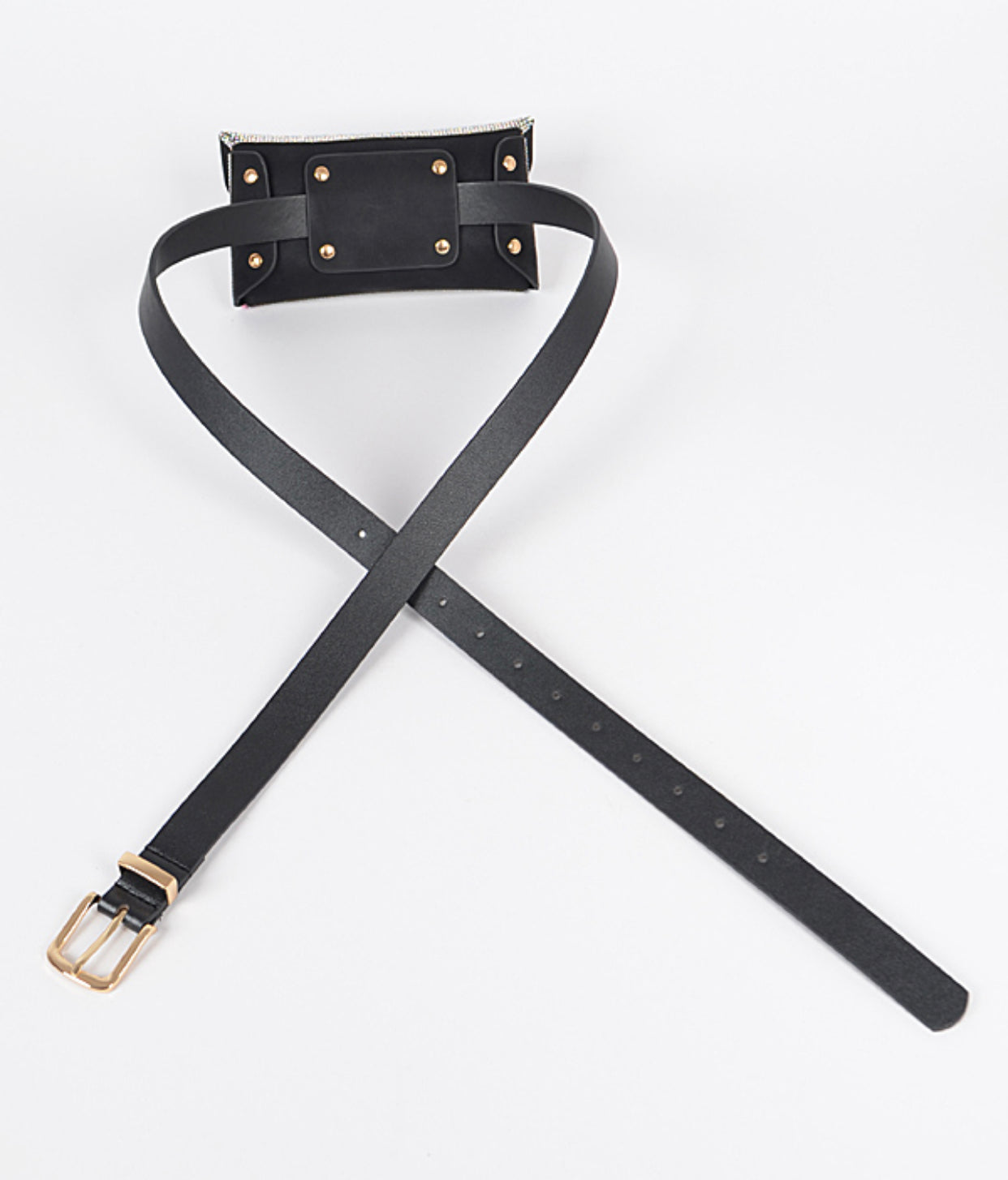 Black Rhinestone Fanny Pack