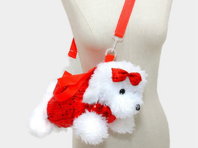 Red Sequin Dog Doll Crossbody Bags