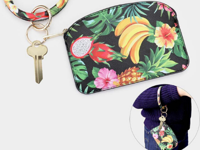 Tropical Leaf And Fruits Pattern Key Chain / Bracelet / Pouch Bag