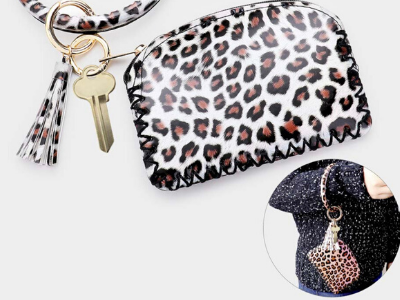 Leopard Tassel Faux Leather Key Chain / Bracelet / Pouch Bag