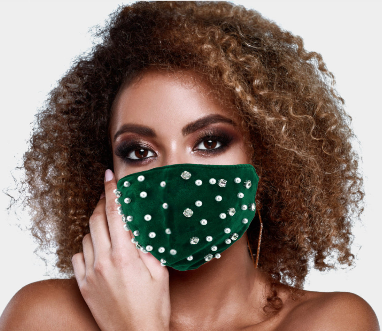 Green Stoned Pearl Face Mask