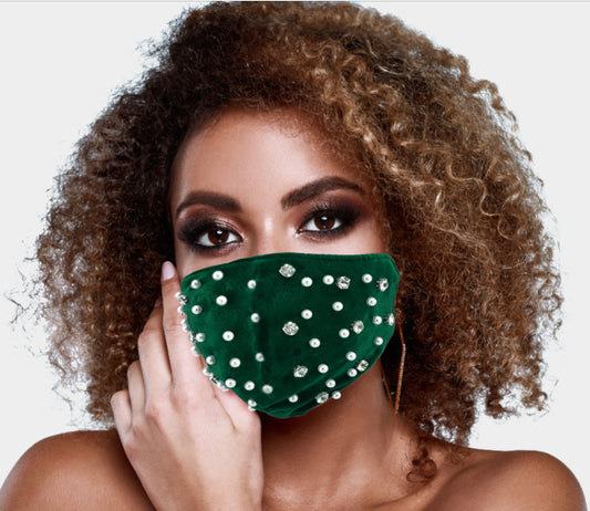 Green Stoned Pearl Face Mask