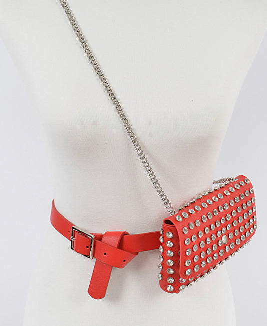 Red Rhinestones Fanny Pack