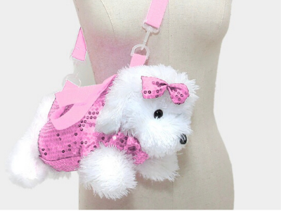 Light Pink Sequin Dog Doll Crossbody Bags