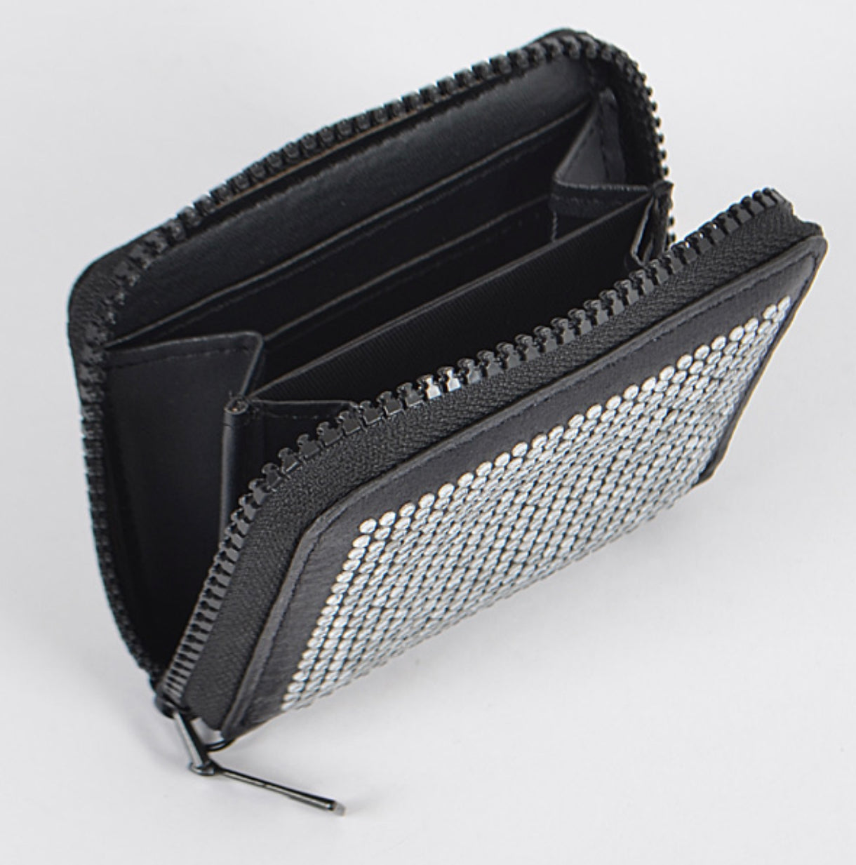 Black Rhinestones Over The Shoulder Wallet