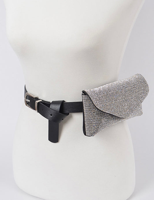 Black Rhinestone Fanny Pack