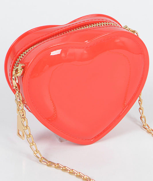 Red Heart Shape Shiny Purse