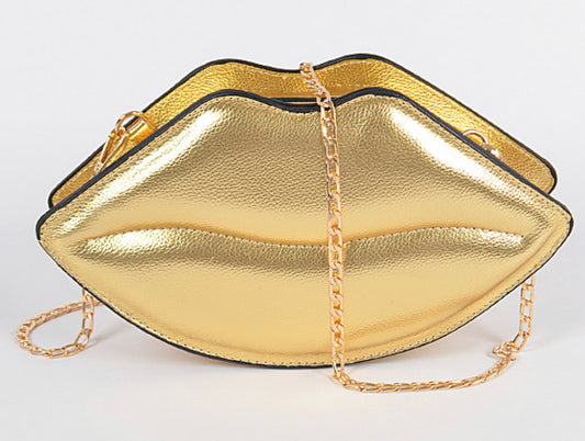 Gold Metallic Lip Purse