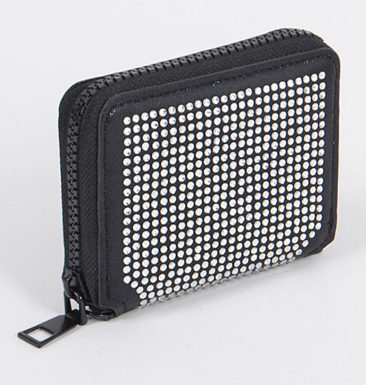 Black Rhinestones Over The Shoulder Wallet