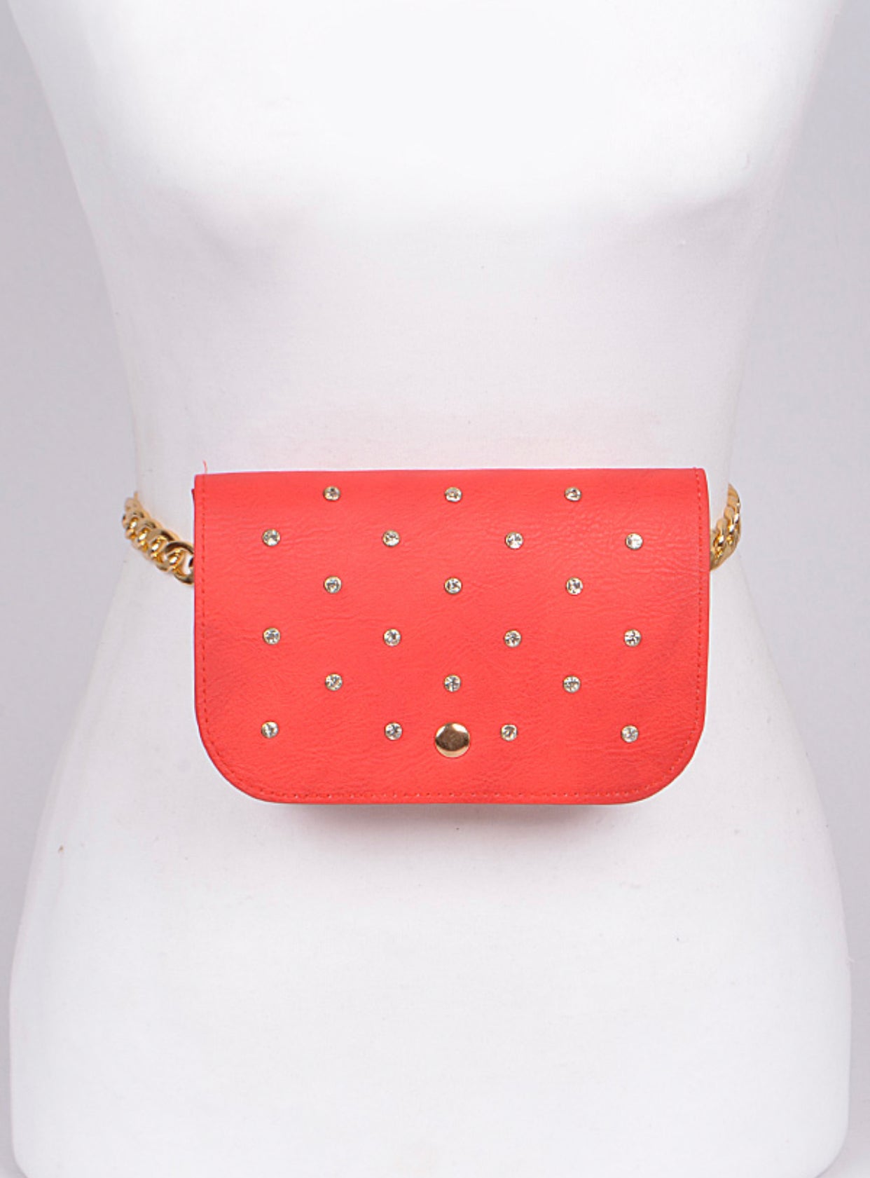 Red Gold Rhinestone Fanny Pack