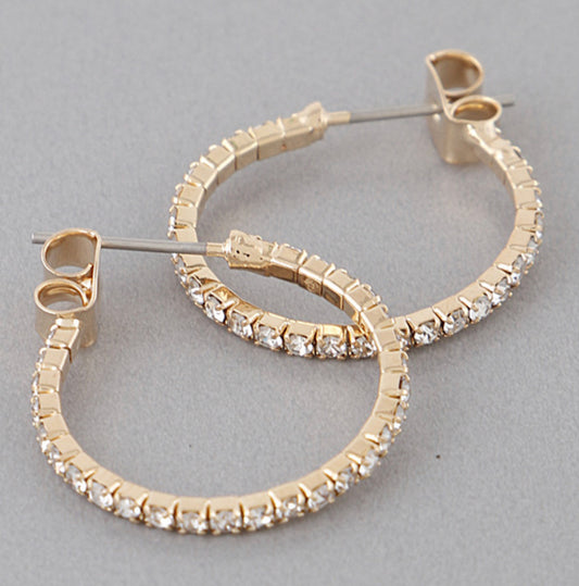 Small Gold Rhinestone Hoops