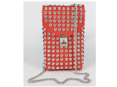 Red Rhinestoned Chain Bag