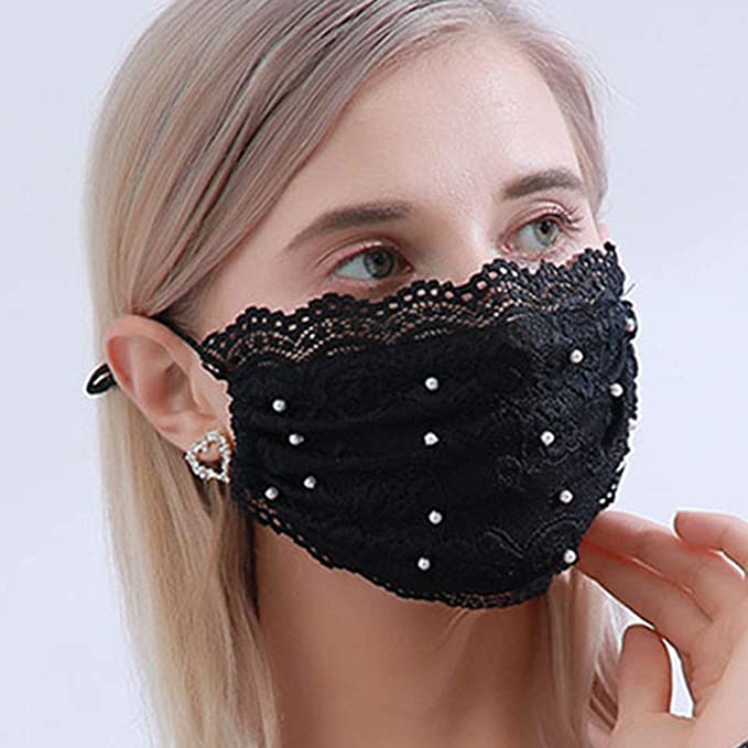 Black Pearl Lace Face Mask
